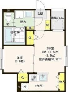 WILLS II(1LDK/3階)の間取り写真