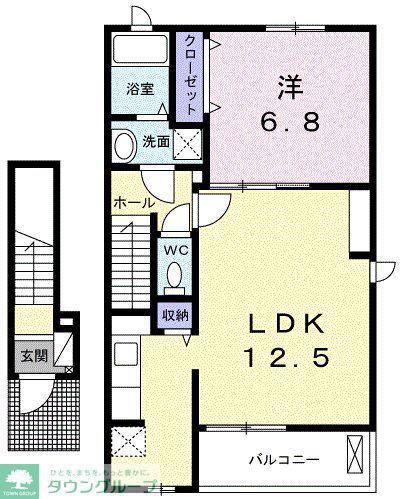 マルス ソレイユ(1LDK/2階)の間取り写真