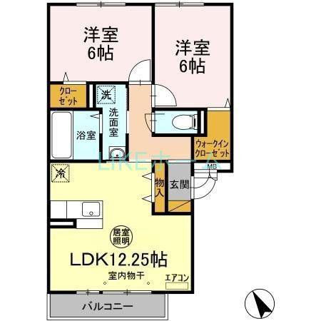 ブランシュールA棟(2LDK/2階)の間取り写真