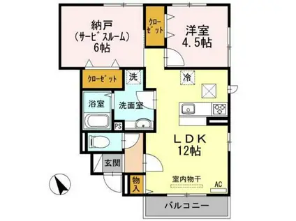 フローラル清水 A(1SLDK/1階)の間取り写真