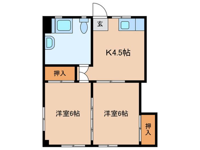 第2白井ビル(2K/5階)の間取り写真