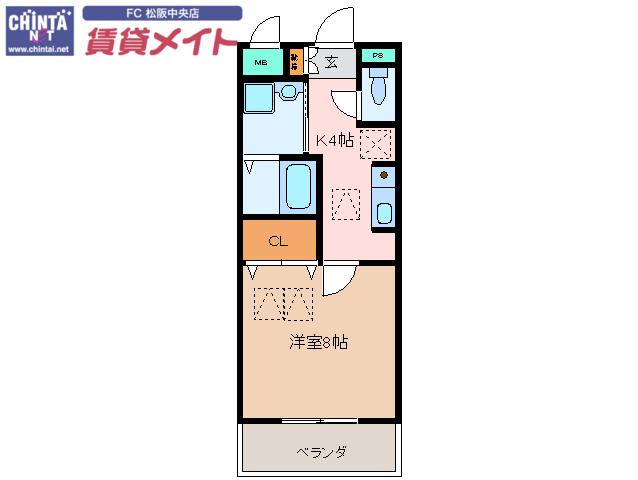 ルネスクレール(1K/2階)の間取り写真