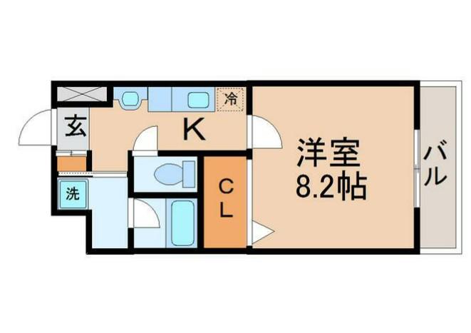 アイーラ渡辺(1K/4階)の間取り写真