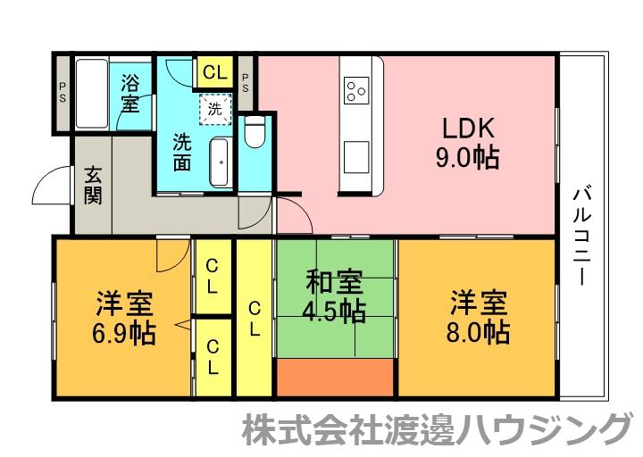 メゾンドール江坂(3LDK/4階)の間取り写真