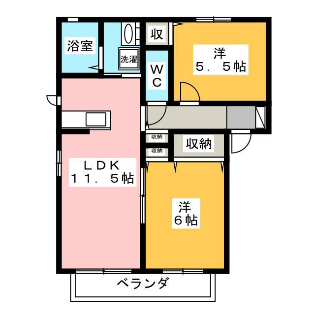 ボナール(2LDK/2階)の間取り写真