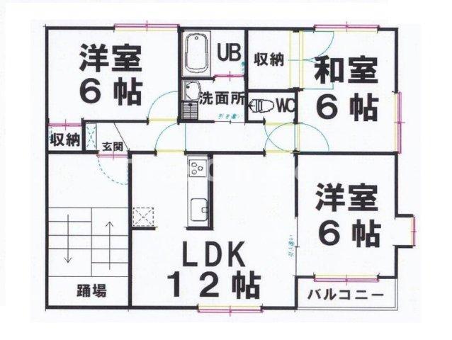 シャトーフローレンス B棟(3LDK/2階)の間取り写真