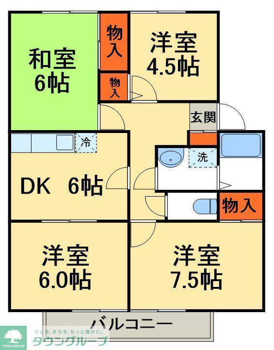 サンビレッジ沼南4街区3号棟(3LDK/2階)の間取り写真