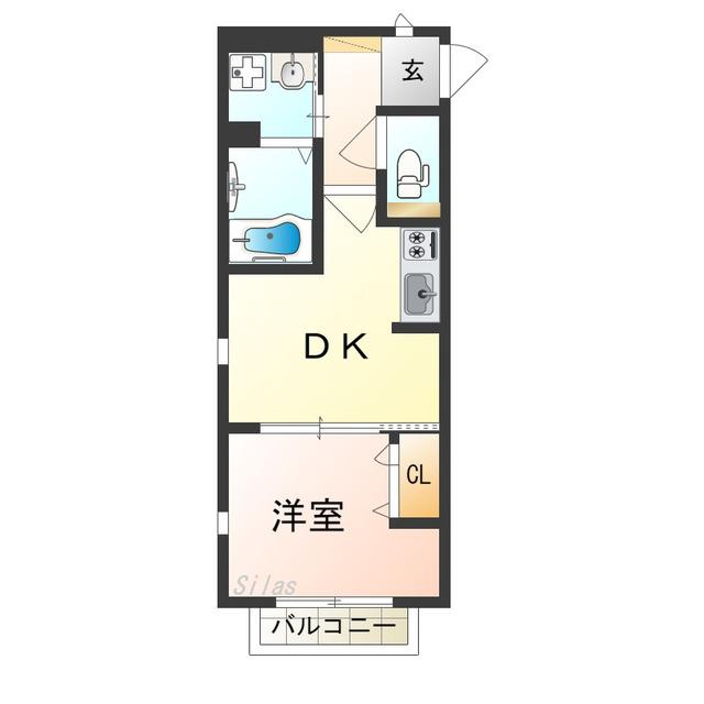 ラビアンローゼ(1DK/2階)の間取り写真