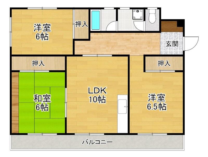 ガレリア香里園桜木町(3LDK/2階)の間取り写真