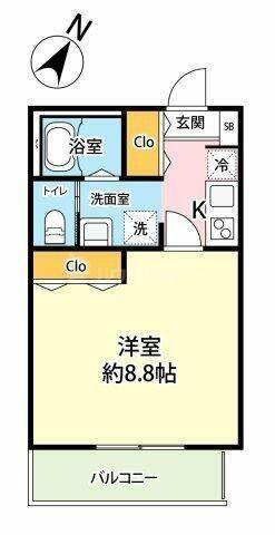 メゾンYUHIRI(1K/1階)の間取り写真