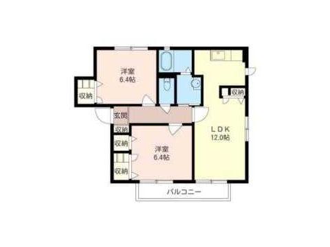 ハピネス新町(2LDK/2階)の間取り写真