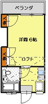 カーサ森林公園(ワンルーム/1階)の間取り写真