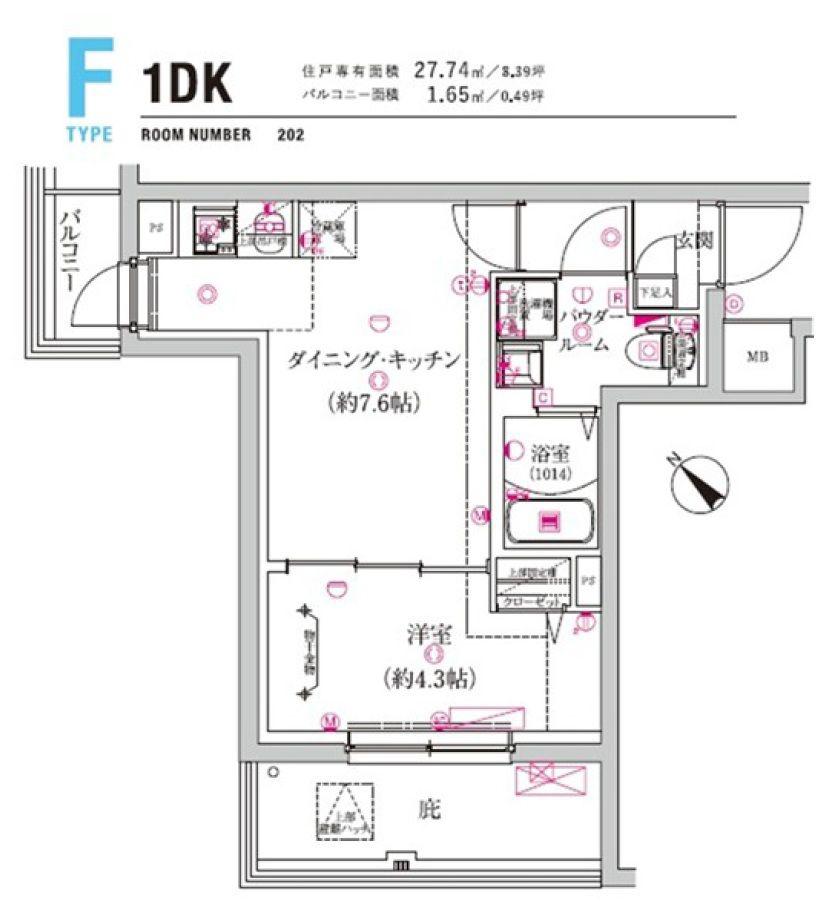 MAXIV上石神井(1DK/2階)の間取り写真