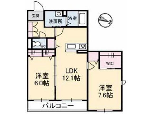 ECRARGE C棟(2LDK/2階)の間取り写真