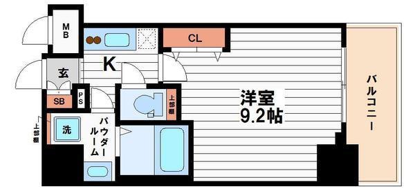 メインステージ心斎橋イースト(1K/3階)の間取り写真