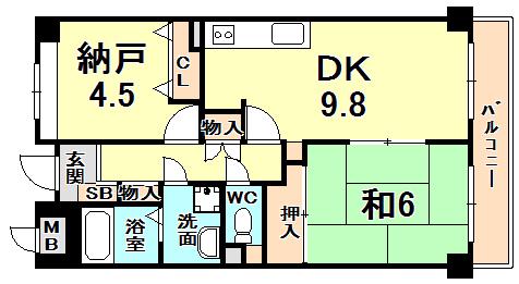 アスプリ西宮(1SDK/3階)の間取り写真