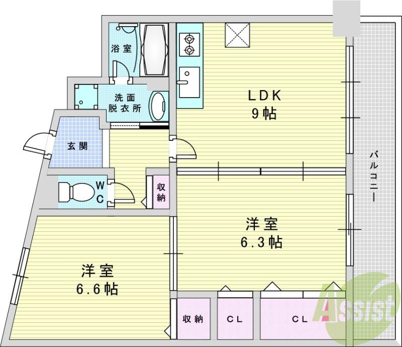 MILLENNIUM(2LDK/2階)の間取り写真