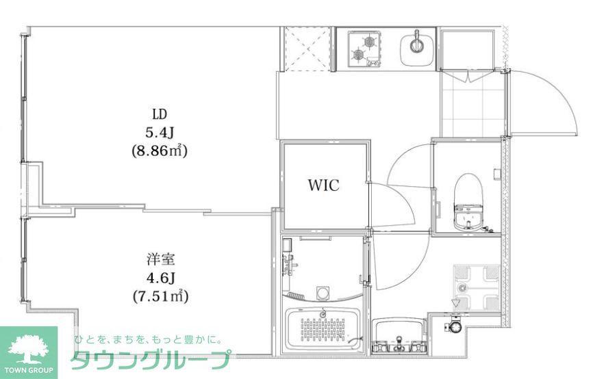 エキューム川崎(1LDK/5階)の間取り写真