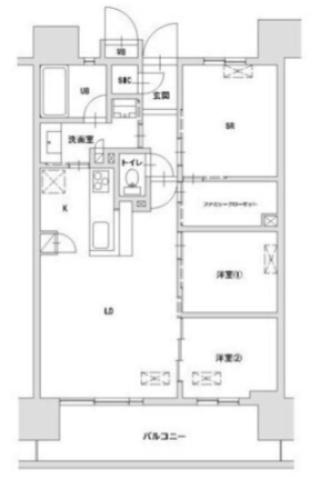 八王子レジデンス(2SLDK/3階)の間取り写真