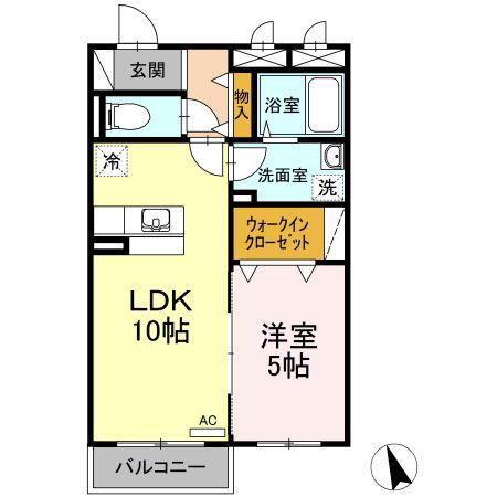 マンションリジエール(1LDK/2階)の間取り写真