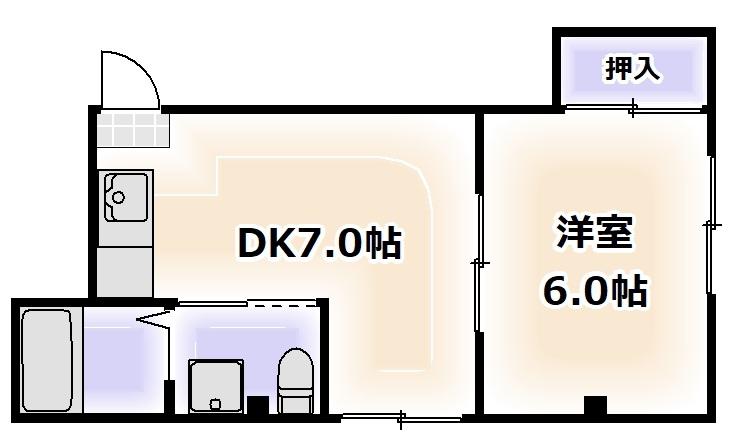 MIハイツ(1DK/2階)の間取り写真