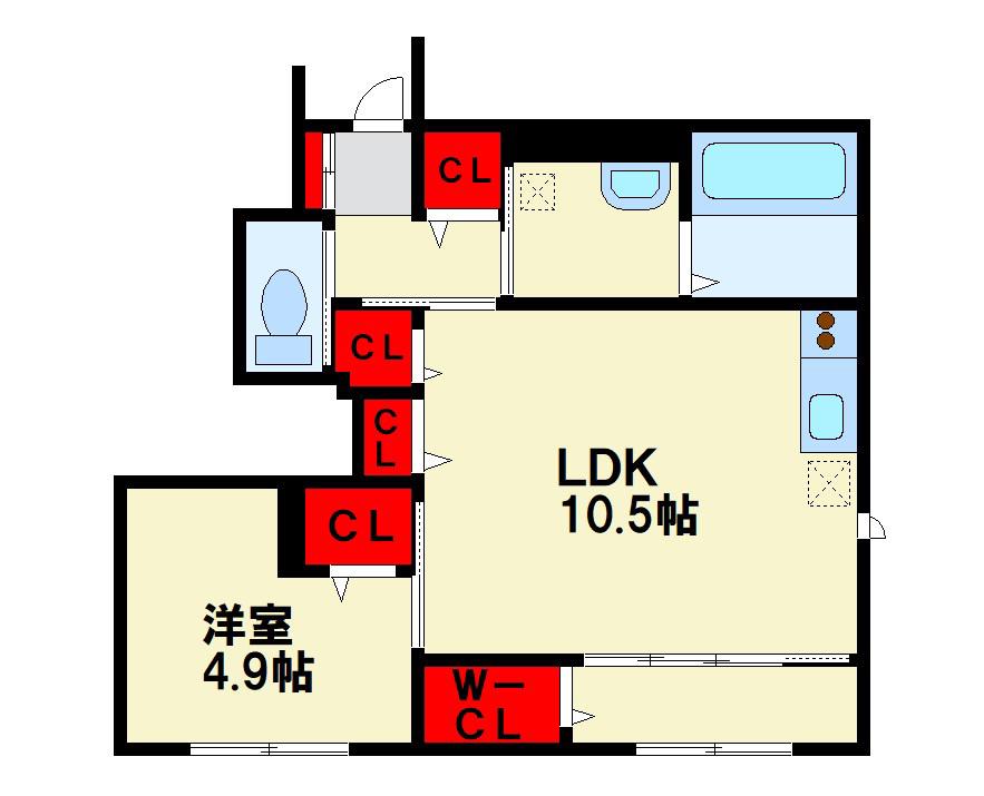フォルモーサヒルズ(1LDK/1階)の間取り写真