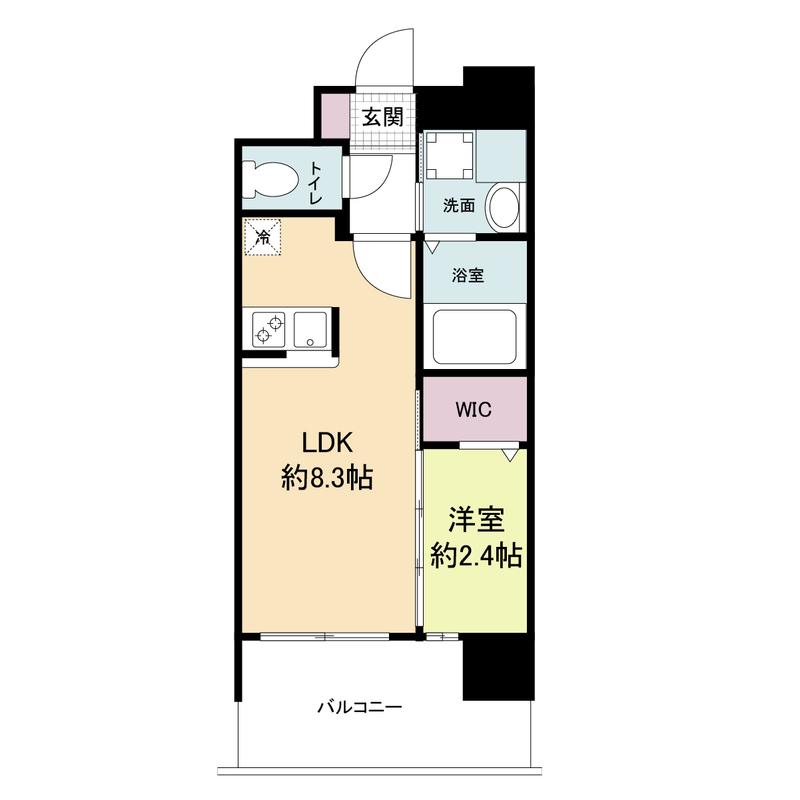 ヴィラージュ県庁前参番館(1LDK/6階)の間取り写真