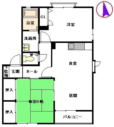 グリーンパーク96 D(2LDK/2階)の間取り写真
