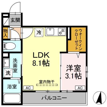 クローネ湘南(1LDK/3階)の間取り写真