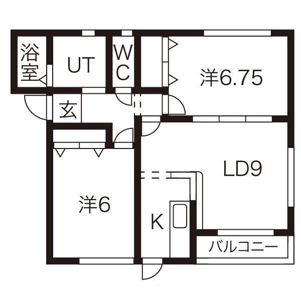 アプローズB(2LDK/1階)の間取り写真