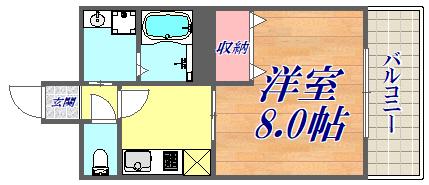 アンプルールクラージュエクラ(1K/2階)の間取り写真