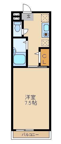 プレサージュ草加(1K/2階)の間取り写真