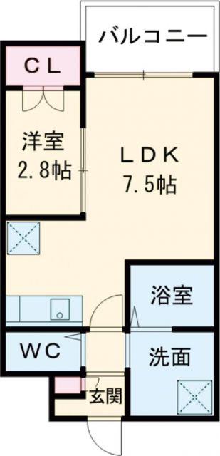 賑町シーエム・ディス(1LDK/2階)の間取り写真
