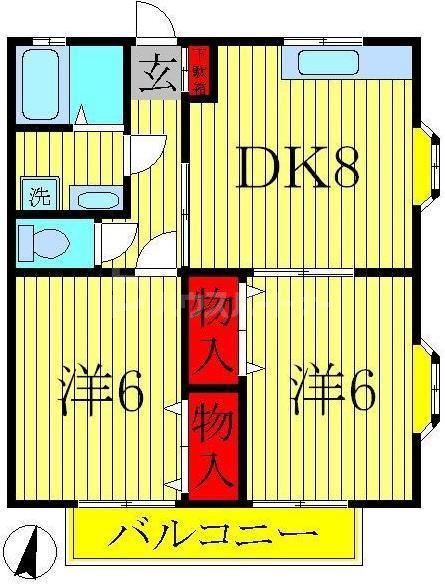 ラビズフォア(2DK/1階)の間取り写真