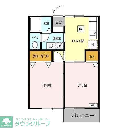 グリーンヒルズ中峠台A棟(2DK/1階)の間取り写真