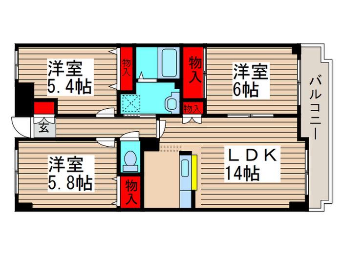 ディオラシス(3LDK/4階)の間取り写真