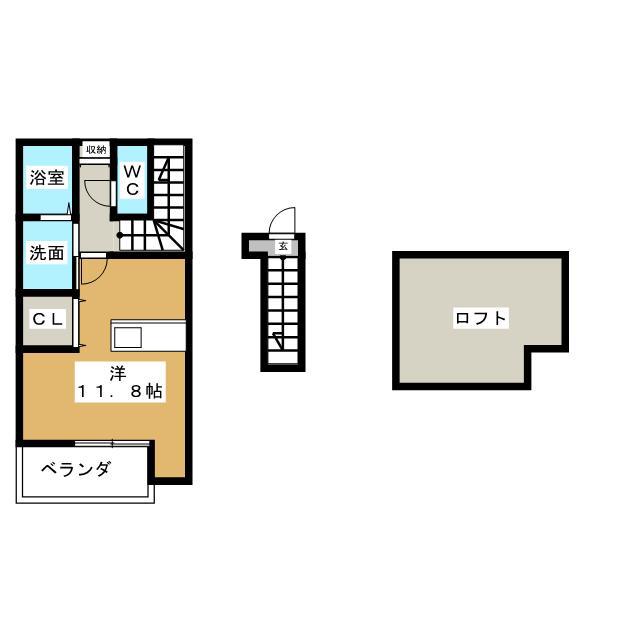 エスパシオ II(ワンルーム/2階)の間取り写真
