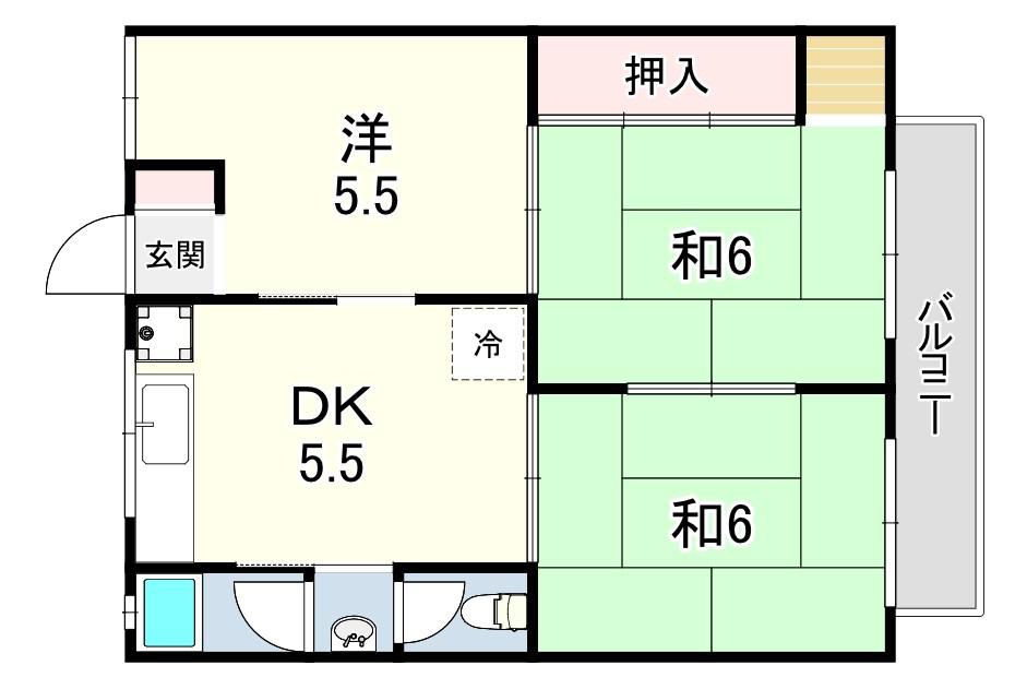 グリーンマンションⅠ(3DK/4階)の間取り写真