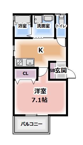 レユシール垣内(1K/1階)の間取り写真