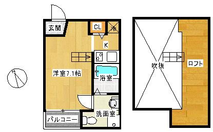 タスク麦野(ワンルーム/2階)の間取り写真