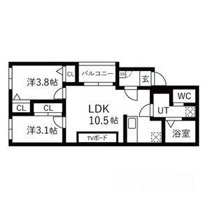 TIDY本陣西(2LDK/1階)の間取り写真