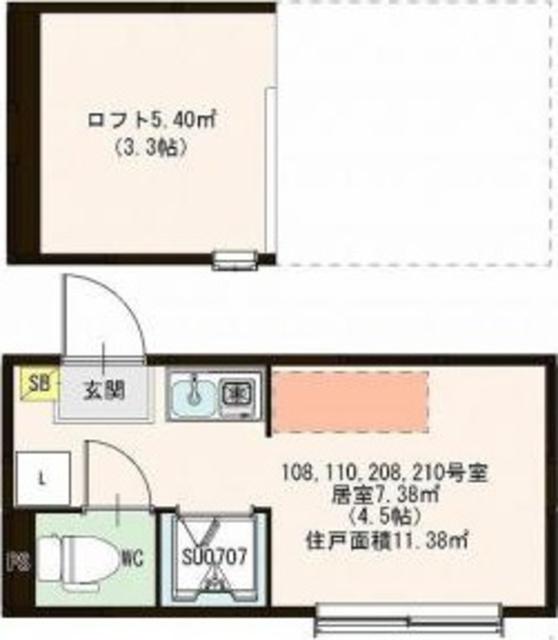 ハーモニーテラス西ヶ原III(ワンルーム/2階)の間取り写真