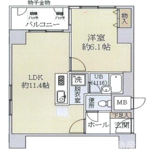 ライオンズマンション難波南(1LDK/10階)の間取り写真