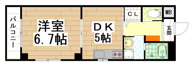 ファンライフ小阪(1DK/2階)の間取り写真