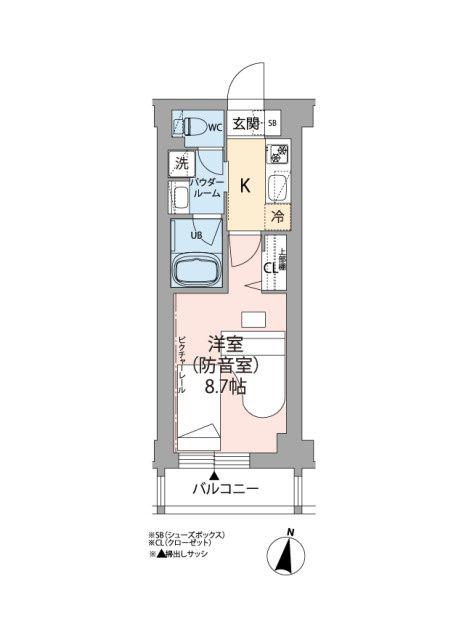 ミュージション世田谷赤堤(1K/2階)の間取り写真