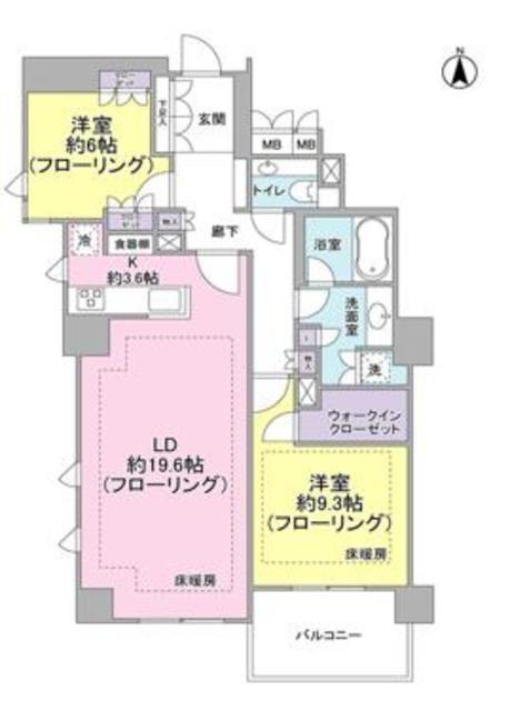 ジオグランデ元麻布(2LDK/2階)の間取り写真