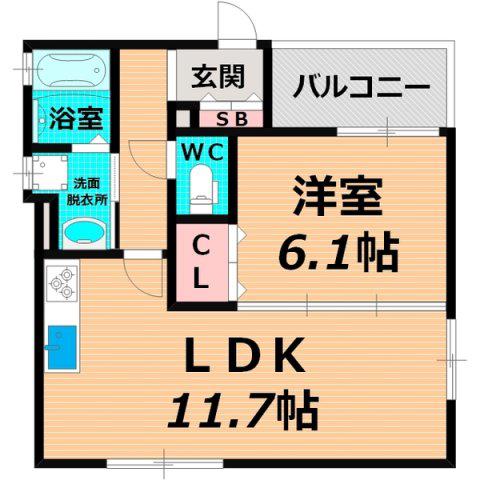 グランアイ鶴見(1LDK/1階)の間取り写真