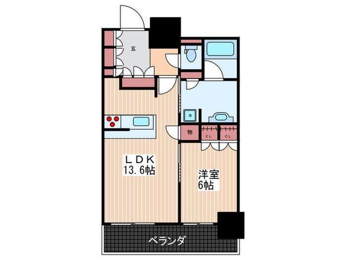 グランクロスタワー広島(1LDK/35階)の間取り写真
