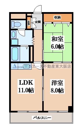 グランデュール弥生(2LDK/3階)の間取り写真