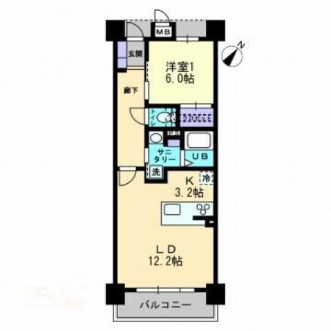 アルファライフ博多プレシャス(1LDK/1階)の間取り写真